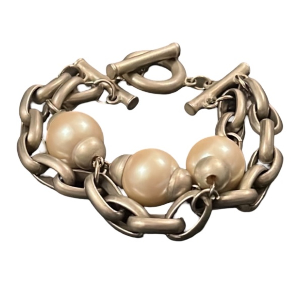 Vintage Givenchy Silver Plated Pearls & Chunky Ch… - image 1